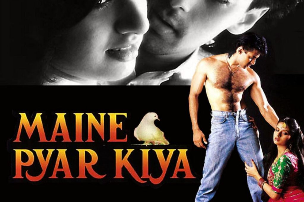 Maine Pyar Kiya movie poster featuring Salman Khan and Bhagyashree – best Bollywood love story movie